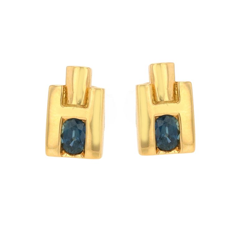 Boucles d'oreilles saphirs 0.78 carat or jaune 4.47g Comme neuf -  reconditionné disponible sur Gemme Les Bijoux